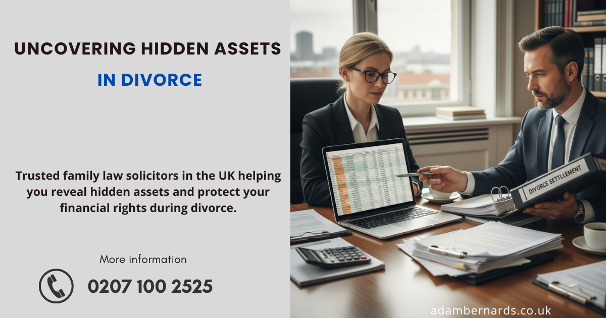 Forensic accountant and divorce solicitor in London reviewing financial documents during a divorce case.